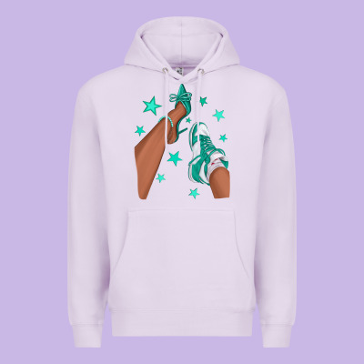 Premium Hoodie Teal Afro Girl Sneakers and Heels