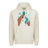 Oatmeal Heather Teal Afro Girl Sneakers and Heels Premium Hoodie - texasbilliewilder