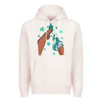 Pale Pink Teal Afro Girl Sneakers and Heels Premium Hoodie - texasbilliewilder