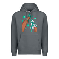 Rock Teal Afro Girl Sneakers and Heels Premium Hoodie - texasbilliewilder