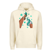 Sandshell Teal Afro Girl Sneakers and Heels Premium Hoodie - texasbilliewilder