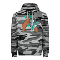 Slate Camo Teal Afro Girl Sneakers and Heels Premium Hoodie - texasbilliewilder