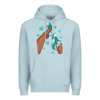 Blue Mist Teal Afro Girl Sneakers and Heels Premium Hoodie - texasbilliewilder
