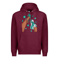 Burgundy Teal Afro Girl Sneakers and Heels Premium Hoodie - texasbilliewilder