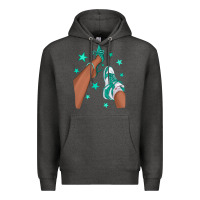 Charcoal Heather Teal Afro Girl Sneakers and Heels Premium Hoodie - texasbilliewilder