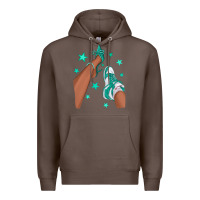 Coffee Teal Afro Girl Sneakers and Heels Premium Hoodie - texasbilliewilder