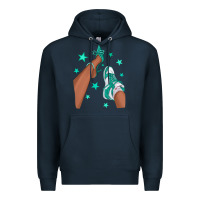 Navy Teal Afro Girl Sneakers and Heels Premium Hoodie - texasbilliewilder
