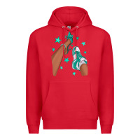 Red Teal Afro Girl Sneakers and Heels Premium Hoodie - texasbilliewilder