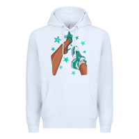 White Teal Afro Girl Sneakers and Heels Premium Hoodie - texasbilliewilder