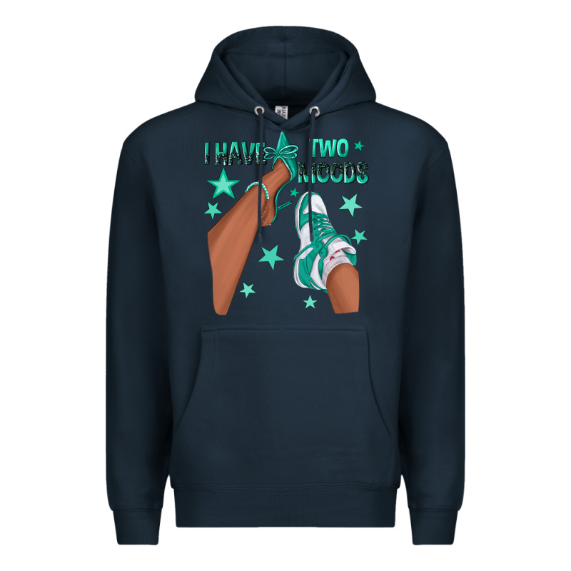Teal I Have Two Moods Afro Girl Sneakers Premium Hoodie by texasbilliewilder | Teevron