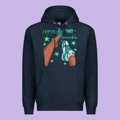 Premium Hoodie Teal I Have Two Moods Afro Girl Sneakers