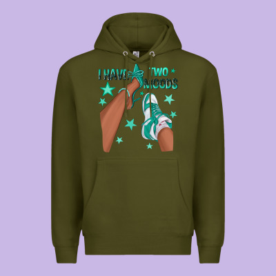 Premium Hoodie Teal I Have Two Moods Afro Girl Sneakers