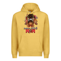 Antique Gold american football mom red and silver afro messy bu Premium Hoodie - texasbilliewilder