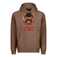 Chestnut american football mom red and silver afro messy bu Premium Hoodie - texasbilliewilder