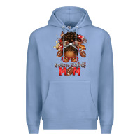 Colony Blue american football mom red and silver afro messy bu Premium Hoodie - texasbilliewilder