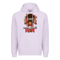 Lilac american football mom red and silver afro messy bu Premium Hoodie - texasbilliewilder