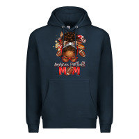 Navy american football mom red and silver afro messy bu Premium Hoodie - texasbilliewilder