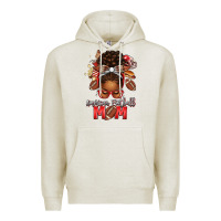 Oatmeal Heather american football mom red and silver afro messy bu Premium Hoodie - texasbilliewilder