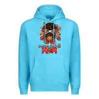 Ocean Blue american football mom red and silver afro messy bu Premium Hoodie - texasbilliewilder