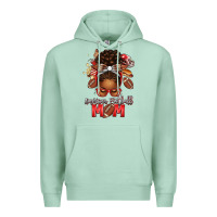 Seafoam american football mom red and silver afro messy bu Premium Hoodie - texasbilliewilder