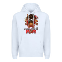 American Football Mom Red And Silver Afro Messy Bu Premium Hoodie | Teevron
