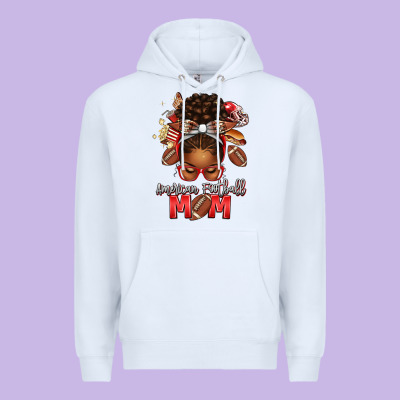 Premium Hoodie american football mom red and silver afro messy bu