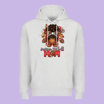 Premium Hoodie american football mom red and silver afro messy bu