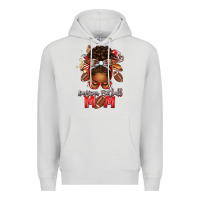 Dove Grey american football mom red and silver afro messy bu Premium Hoodie - texasbilliewilder