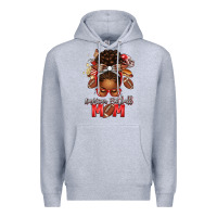 Heather Grey american football mom red and silver afro messy bu Premium Hoodie - texasbilliewilder