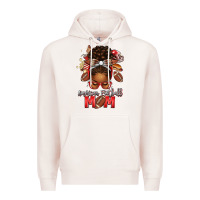 Pale Pink american football mom red and silver afro messy bu Premium Hoodie - texasbilliewilder