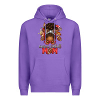 Purple american football mom red and silver afro messy bu Premium Hoodie - texasbilliewilder