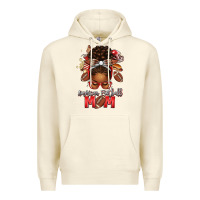 Sandshell american football mom red and silver afro messy bu Premium Hoodie - texasbilliewilder