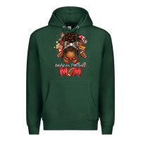 Sports Green american football mom red and silver afro messy bu Premium Hoodie - texasbilliewilder