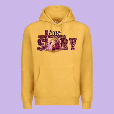 Premium Hoodie Pink Christmas true story holy family