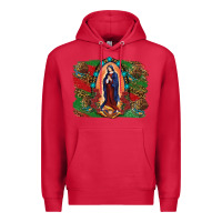 Cardinal Mexican Flag Lady Of Guadalupe Distressed Backgrou Premium Hoodie - RanaPortraitStore