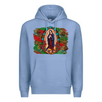 Colony Blue Mexican Flag Lady Of Guadalupe Distressed Backgrou Premium Hoodie - RanaPortraitStore