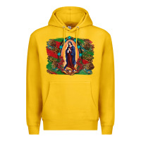 Lemon Mexican Flag Lady Of Guadalupe Distressed Backgrou Premium Hoodie - RanaPortraitStore