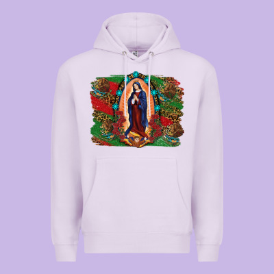 Premium Hoodie Mexican Flag Lady Of Guadalupe Distressed Backgrou