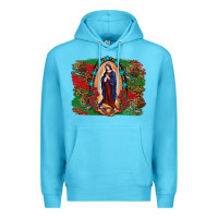 Ocean Blue Mexican Flag Lady Of Guadalupe Distressed Backgrou Premium Hoodie - RanaPortraitStore