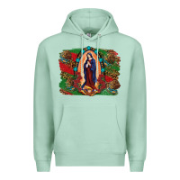 Seafoam Mexican Flag Lady Of Guadalupe Distressed Backgrou Premium Hoodie - RanaPortraitStore