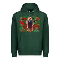 Sports Green Mexican Flag Lady Of Guadalupe Distressed Backgrou Premium Hoodie - RanaPortraitStore