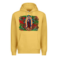Antique Gold Mexican Flag Lady Of Guadalupe Distressed Backgrou Premium Hoodie - RanaPortraitStore