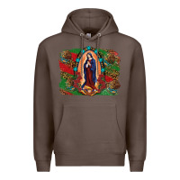 Coffee Mexican Flag Lady Of Guadalupe Distressed Backgrou Premium Hoodie - RanaPortraitStore