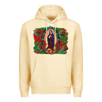 Pina Colada Mexican Flag Lady Of Guadalupe Distressed Backgrou Premium Hoodie - RanaPortraitStore
