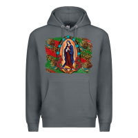 Rock Mexican Flag Lady Of Guadalupe Distressed Backgrou Premium Hoodie - RanaPortraitStore
