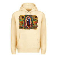 Pina Colada Sunflower Lady Of Guadalupe Distressed Background Premium Hoodie - RanaPortraitStore