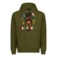 Army Green educational coordinator life afro messy bun Premium Hoodie - texasbilliewilder