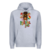 Heather Grey juneteenth afro messy bun postal girl Premium Hoodie - texasbilliewilder