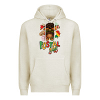 Oatmeal Heather juneteenth afro messy bun postal girl Premium Hoodie - texasbilliewilder