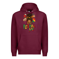 Burgundy juneteenth afro messy bun postal girl Premium Hoodie - texasbilliewilder